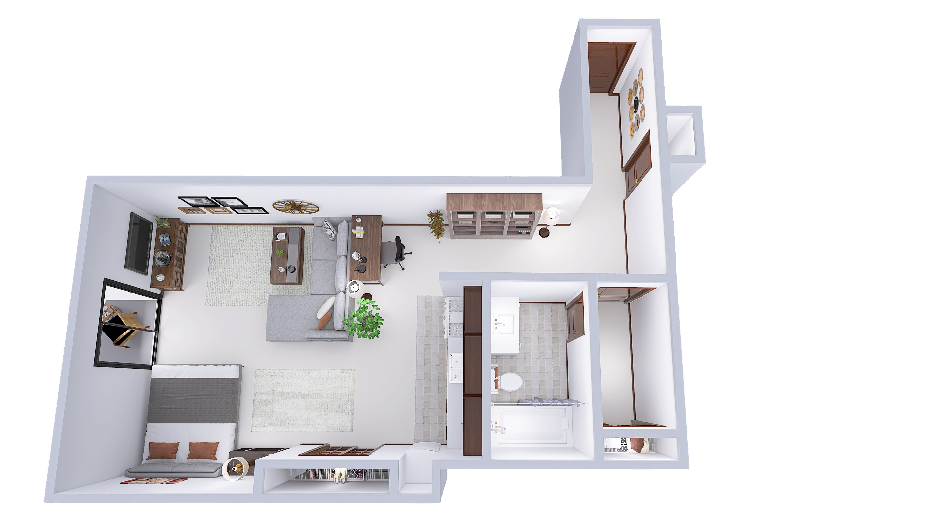 Floor plan for studio, 1 bath, 435 sqft